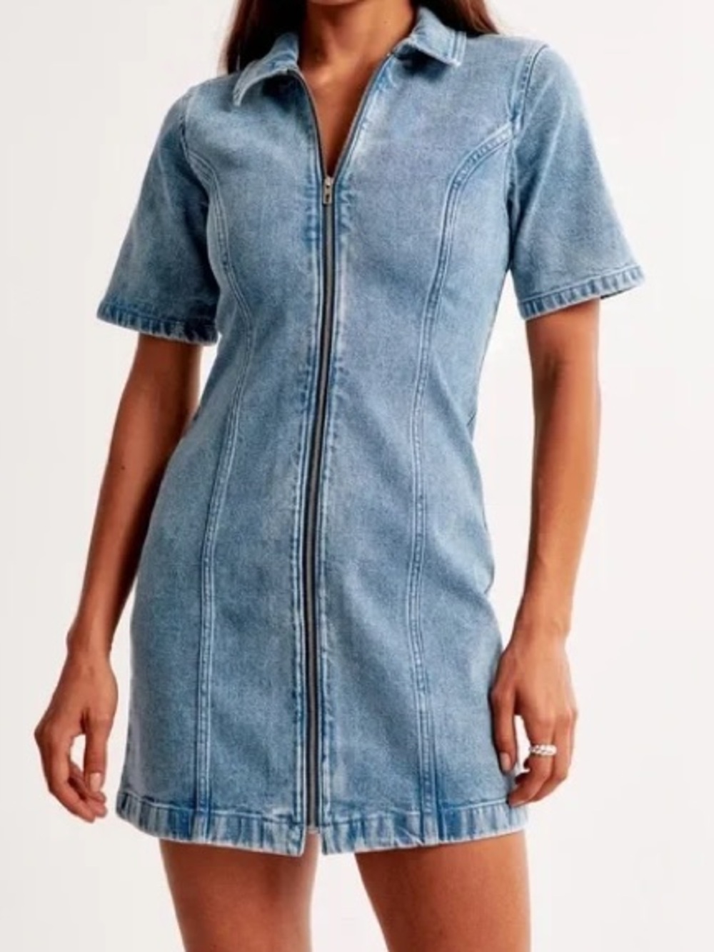 Abercrombie Short-Sleeve Denim Mini Dress